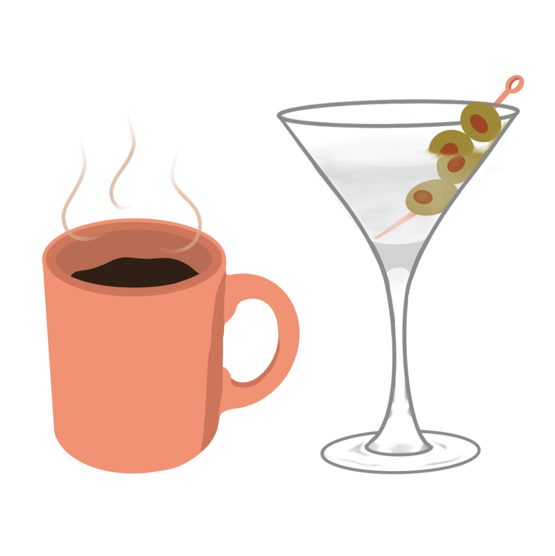 mug of coffee and martini
